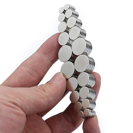 DIYMAG Small Refrigerator Magnets, 100Pcs Round Rare Earth Magnet, 5 Sizes | Mini Tiny Neodymium Strong Magnets for Crafts, DIY, Fridge, Miniatures, Whiteboard, Office, Kitchen, Dry Erase Board