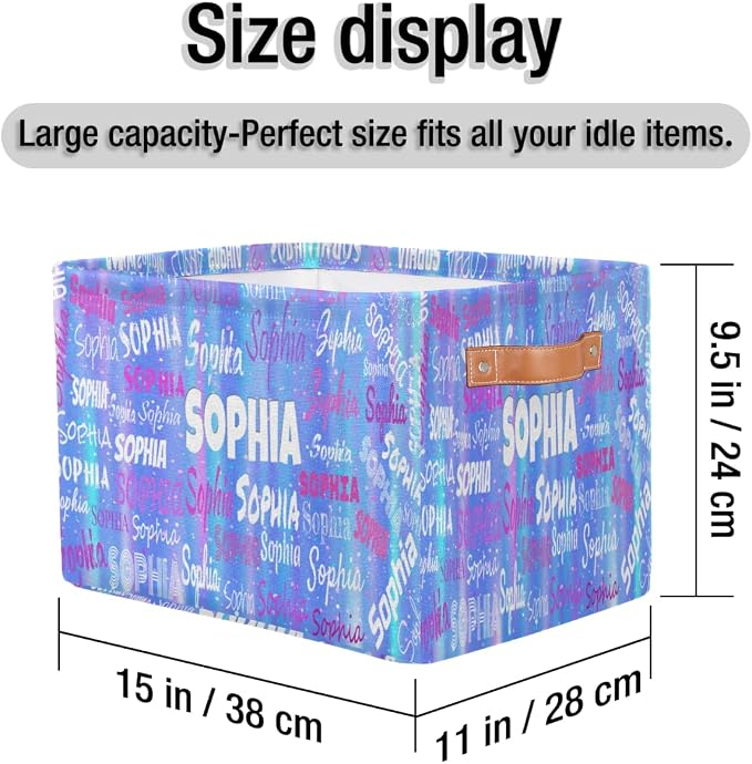 Custom Storage Baskets Named, Gradient Light Blue Stripes with Stars | Organizing Boys Girls Pets Toys Closet Shelf Clothes Books