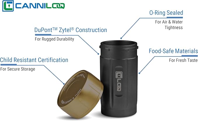 TXD120 Airtight Storage Jar and Smell Proof Container Keeps Herbs Fresh for Months, 120ml, Black Body, Tan Cap
