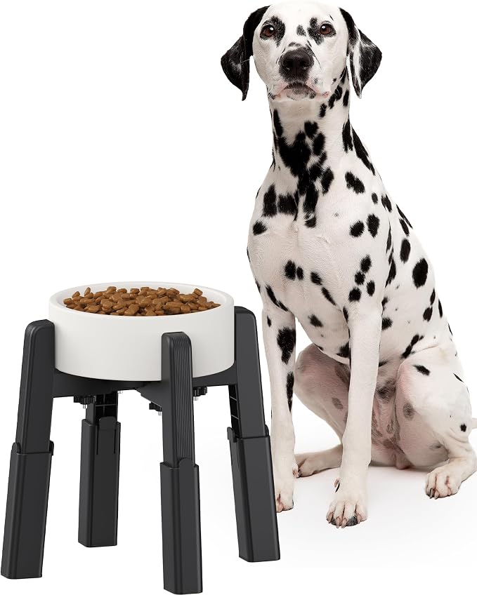 CZPET Dog Bowl Stand with Adjustable Height and Width [Stand Only] | Elevated Pet Water & Food Feeder Stand for Medium and Large Pets, Raised Stable and Anti-Slip Raised Bowl