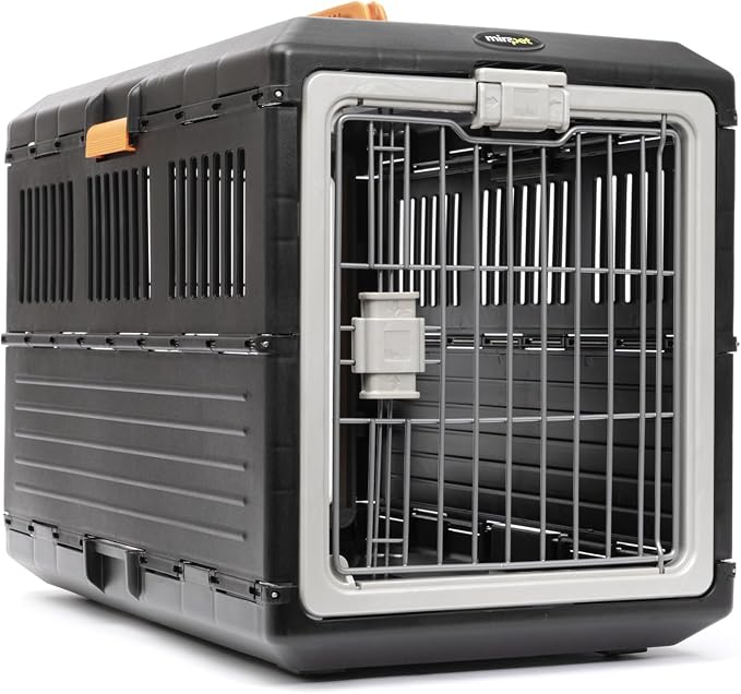 USA Pet Carrier & Crate - Premium Collapsible Design for Cats and Dogs - Portable Kennel for Small Pets - Indoor/Outdoor (Medium Model A (26'')), Dark Gray
