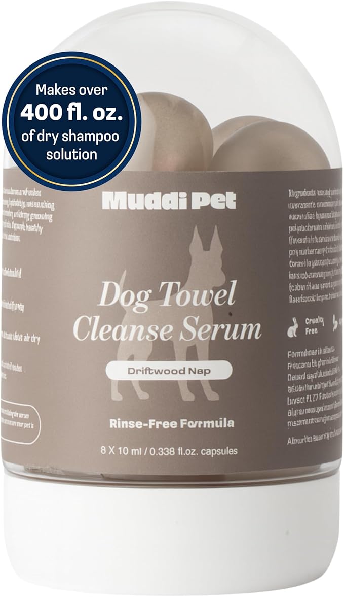 Dog Concentrated Waterless Rinse-Free Shampoo & Conditioner – DIY Dry Shampoo Spray or Towel Cleanse for Dogs - Sensitive Skin, Stress & Itch Relief – 98.65% Naturally Derived - 8x10ml