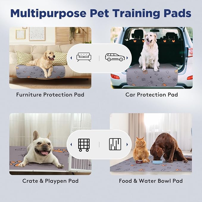 FURTIME Washable Pee Pads for Dogs, Super Absorbent, 1 Pack 72"x72" Purple | Super Absorbent Reusable Training Dog Pads, 100% Waterproof Non-Slip Dog Mat for Whelping, Housebreaking