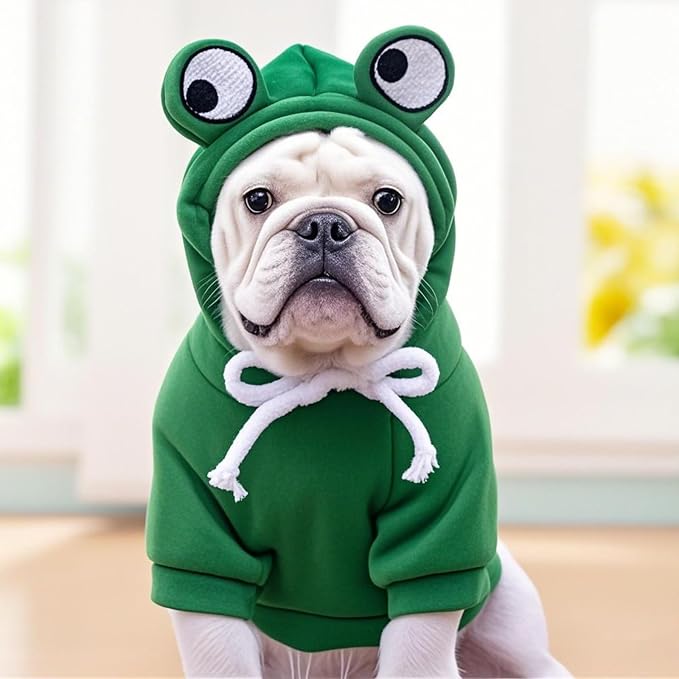 Pet Clothing Dog Transformation Shaped Hoodie (Frog,L) | Autumn and Winter Warm Small Large Dog Method Dou Cat Clothes For French Bulldog Chihuahua Pug Boston Terrier Dachshund