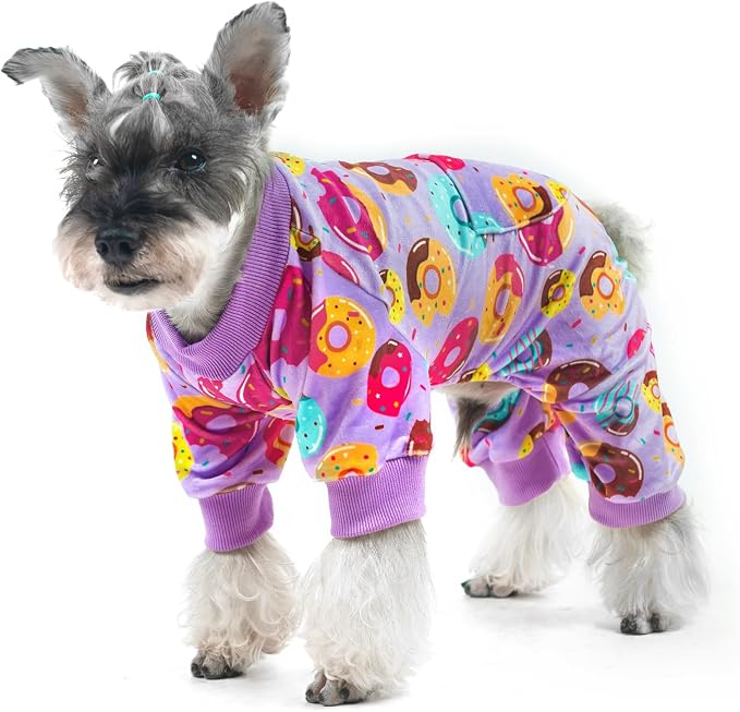 PUPTECK Soft Fleece Dog Pajamas for Small Medium Dogs, Dog Onesie Puppy Sweaters Clothes Jumpsuit Pjs, Cute Jammies Cat Coat Pet Costume Apparel