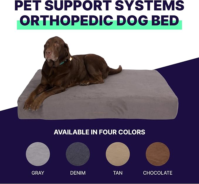 Back Support Systems Orthopedic Dog Bed - Gel Memory Foam Pet Bed, Luxury Washable Dog Bed for Sleeping and Support (XX-Large, Gray)