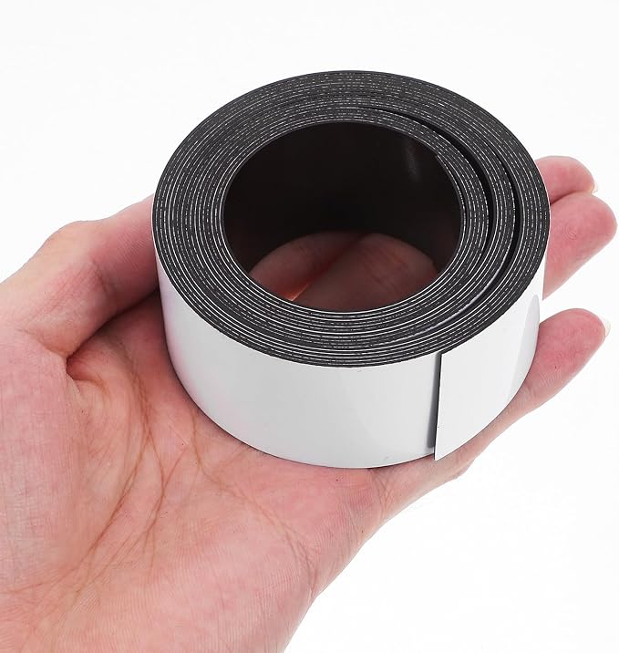 Dry Erase Label Strips 2 White Rubber Pet Magnetic 2 Rolls | Writable Cut-to-size Strips, Refrigerator and Kitchen Use, Teaching Setups, Modern Reusable Organizer