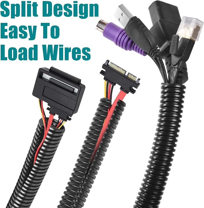 1/2 Inch Wire Loom Split Tubing - 15 ft Cord Protector Electric Wires Covers, Automotive Wire Flexible Conduit, Plastic Wire Cover with Cable Zip Tie (1/2"-15ft)
