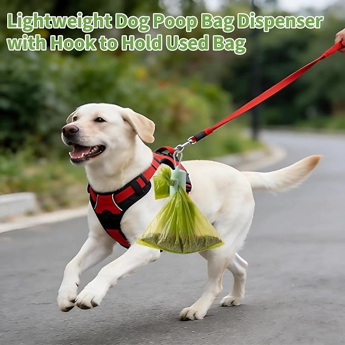 3Pack Dog Poop Bag Holder with Hook to Hold Used Bag, Build in Rotate Pole for Easy Pull Out Bags Lightweight Pet Waste Bag Dispenser with Clip for Leash Attach Doggy Walking Parking