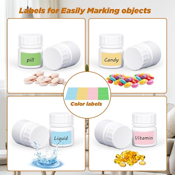 12 Pack Travel Pill Bottles - White Food Grade Plastic with Screw Caps & Labels, Small Pill Organizer for Pills, Vitamins, Capsules