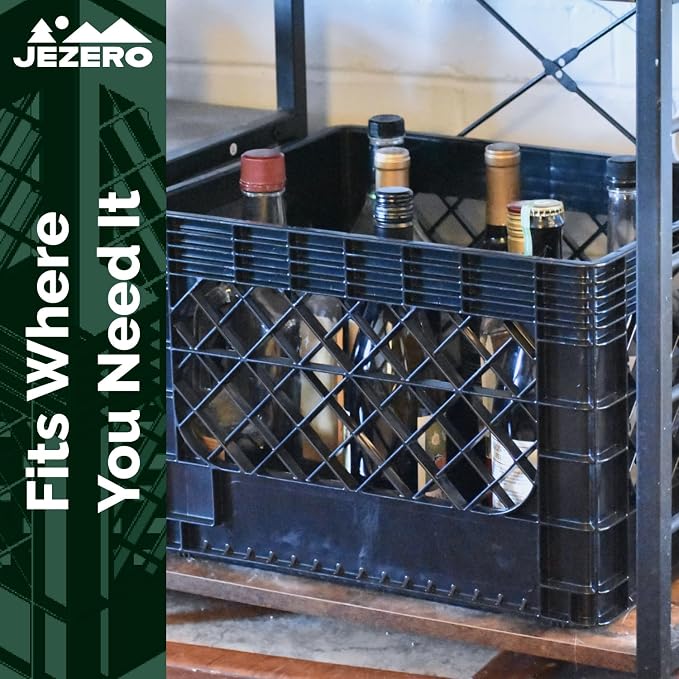 JEZERO 20 Quart 3-Pack Heavy Duty Plastic Crate | Stackable Multi-Purpose Storage Bin for Garage, Home, Office, Groceries, Outdoor, Camping & Kayaking | Black Utility Tote, 17" x 13" x 11"