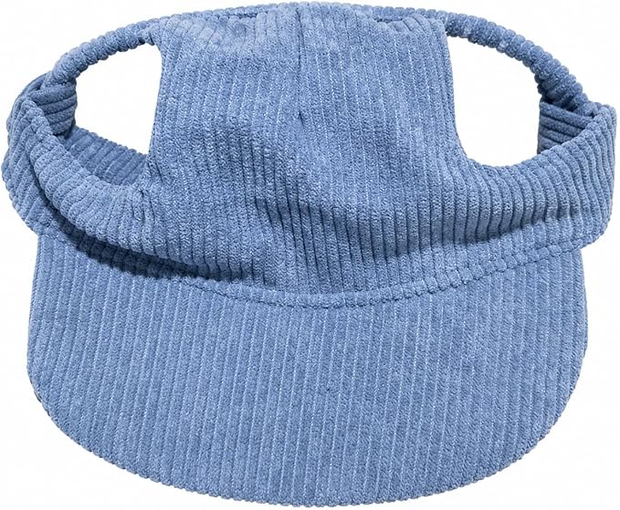 Corduroy Dog Baseball Cap, Breathable Sun Visor Hat with Ear Openings and Adjustable Chin Strap, Solid Color Outdoor Pet Hat for Small Medium Large Dogs