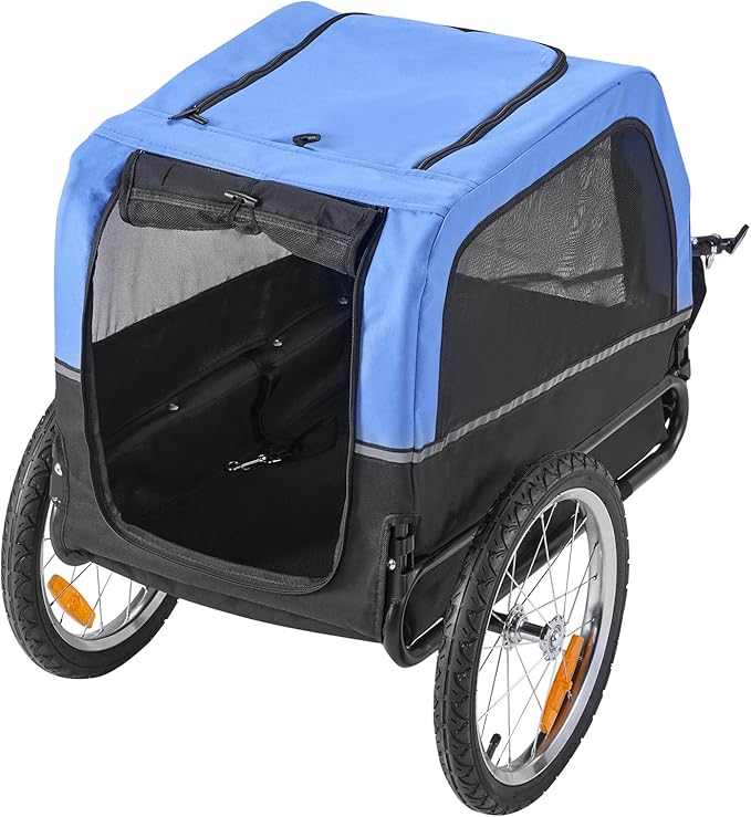VEVOR Dog Bike Trailer, Supports up to 66 lbs, Pet Cart Bicycle Carrier for Small & Medium Dogs, Easy Folding Frame with Quick Release Wheel, Universal Bicycle Coupler, Reflector, Flag, Internal Leash