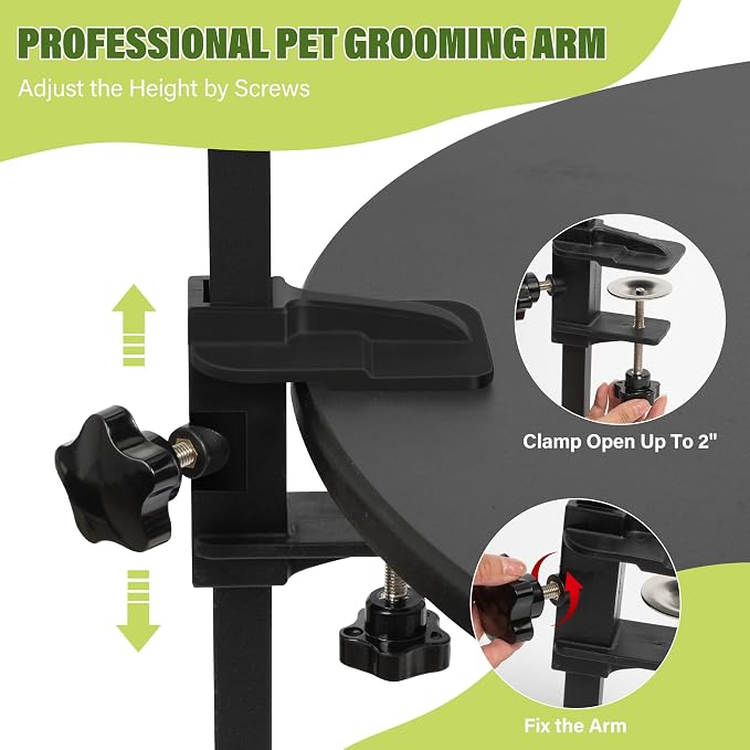 Dog Grooming Arm 35" with Hammock, Haunch Holder for Small Medium Pets | Adjustable 18"-35" Dog Grooming Table Stand with Loop Noose, Fits 2" tables, for Small/Medium Dogs under 30 lbs