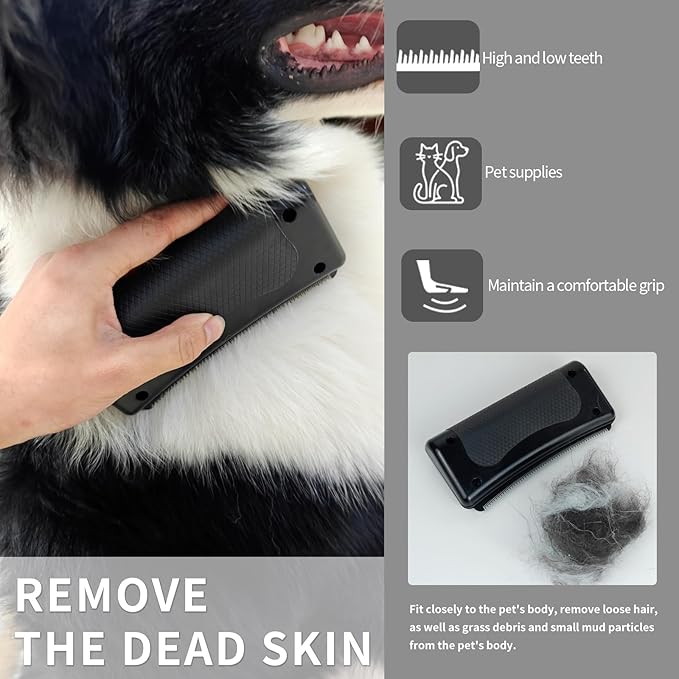Pet Deshedding Brush for Dogs, Cats, Rabbits, Horses, Gentle Grooming Tool for Loose Hair & Matted Fur, Ergonomic Handle