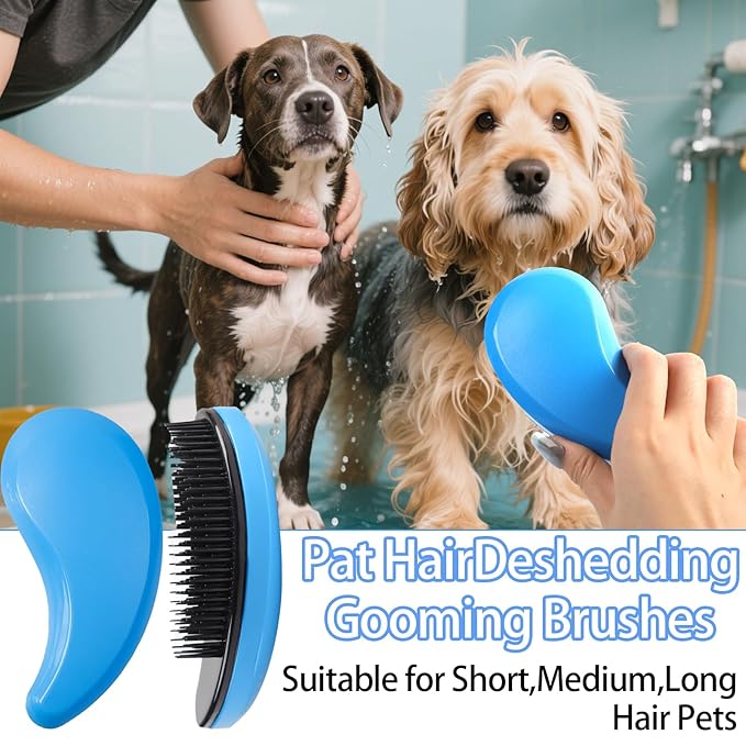 2 Pcs Small Dog Brush Puppy Brush for Small Dogs Soft Dog Bath Brush Gentle Dog Hair Remover Brush Grooming Tool for Teddy Yorkies Maltese Shih Tzu Chihuahua Puppy Hair Brush, Blue