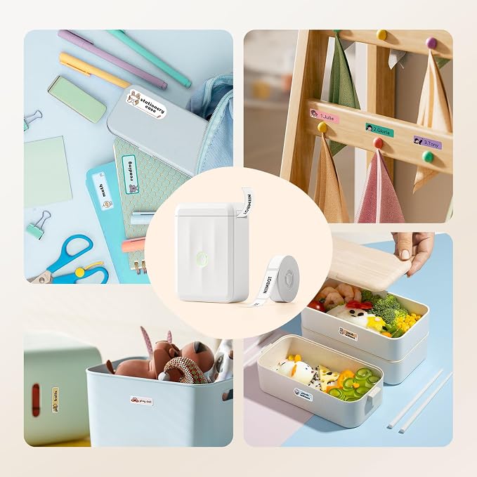 NIIMBOT D110 Label Maker Machine, Bluetooth Thermal Label Printer | for School Home Office Organization, Mini Thermal Printer , Label Maker with 3 Label Tapes, White