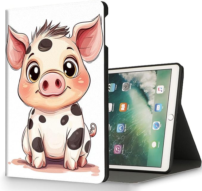 for Microsoft Surface Pro 7 Plus,Surface Pro 7/6/5/4 12.3" Tablet Case,Auto Wake/Sleep,Adjustable Stand Protective Cover - Cute Cartoon Pig