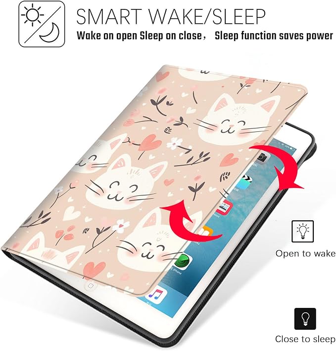 Tablet Case for iPad mini 5/4 Case 7.9 Inch 20219/2017,Shockproof Protective Cover with Stand,Auto Wake/Sleep,Cartoon Cat Heart Flower