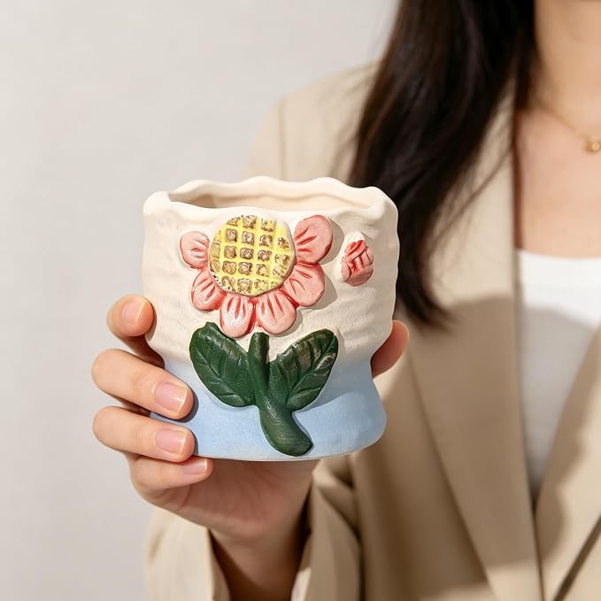 Ceramic Mushroom Shaped Pen Pencil Holder for Desk Decoration Accessories Mushroomb Decor Makeup Brush Pen Cups Office School Ideal Gifts for Women, Mom or Birthdays (pink)