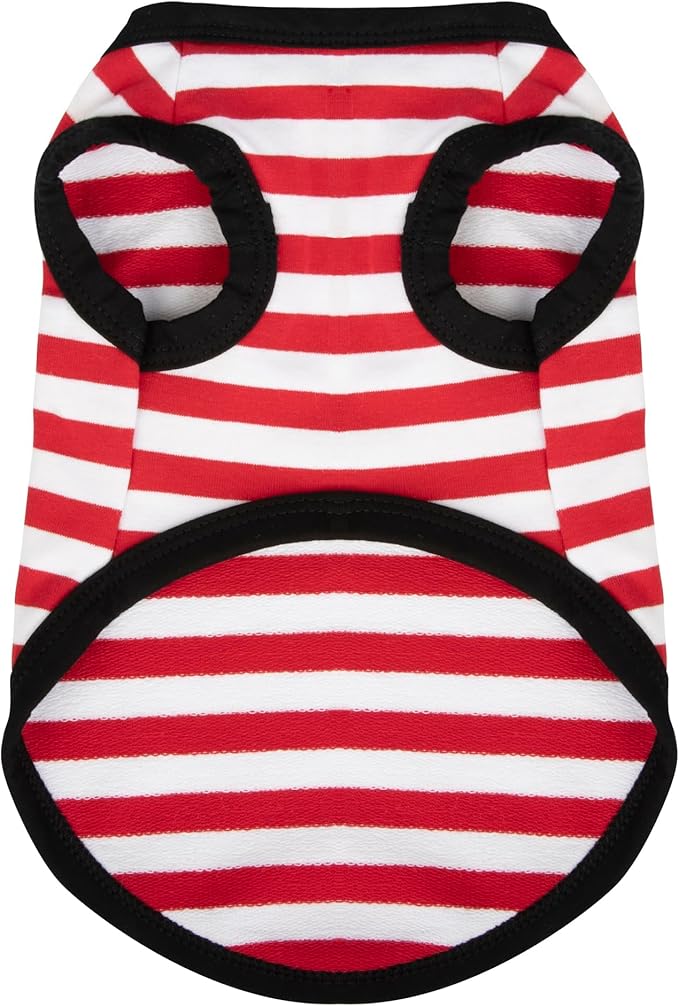 Paiaite Dog Striped Shirt Happy Color Cotton Sleeveless Puppy Shirts Breathable Pet Apparel Tank Top Colorful Puppy Sweatshirt Clothes for Small Medium Dogs Red L