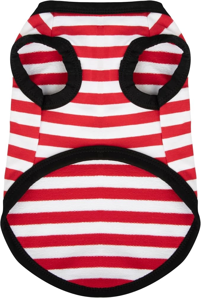 Paiaite Dog Striped Sleeveless Tank Top - Colorful Cotton Pet Apparel for Small & Medium Dogs in Happy Red