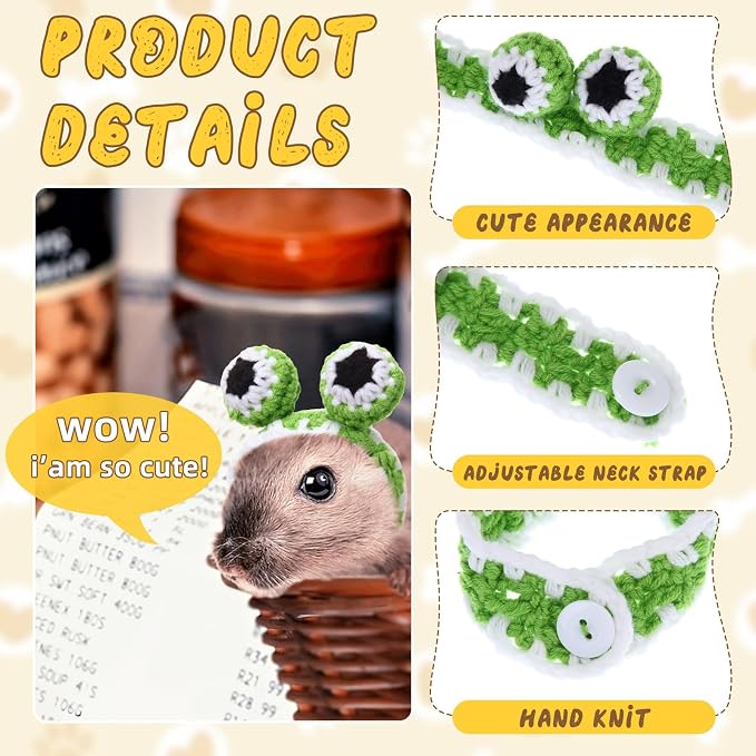 Miniinflat 12 Pcs Hamster Hat Guinea Pig Hat Small Pets Costume | For Guinea Pig Rabbit Bird Lizard Snake, Party Photo Props, Knitted Animal Designs Frog Bear Duck Crab Giraffe