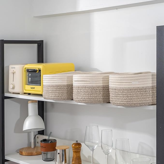 CubesLand Baskets for Shelves Storage,Cube Shelf Closet Storage Bins Set 2 | Long-lasting &Skin-friendly Toy Basket Bin,Stylish Room Decor Basket,Woven Off White/Light Brown