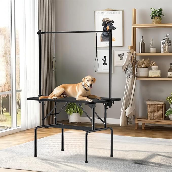 36 Inch Foldable Dog Grooming Table with Adjustable Arm, Nooses & Storage Basket - Non-Slip Pet Grooming Station for Dogs & Cats - Supports Up to 300 lbs (36 inches)