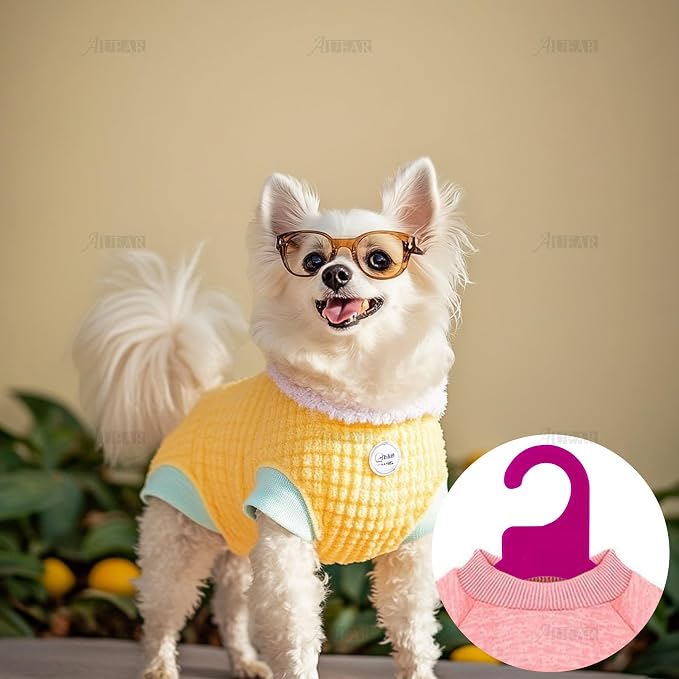 AUEAR, 24 Pack Pet Clothes Hangers Small Plastic Apparel Hanger Racks Dog Cat Clothes Hangers for Dogs Puppys Cats (2 Colors)