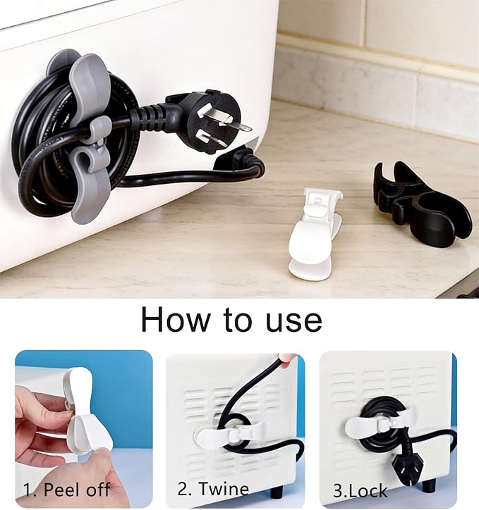 Cord Organizer for Appliances, 4 Pack Multicolor Upgraded Kitchen Appliance Cord Organizer Stick on Appliance that No Matter Whether Flat or an Arc Surface