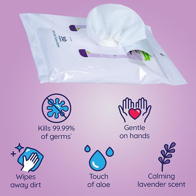 Wet Ones for Pets Antibacterial Calming Dog Wipes with Chamomile and Lavender Scent - Kills 99.99% of Germs, Durable Disposable Paw Wipes for Pets, 30 Count
