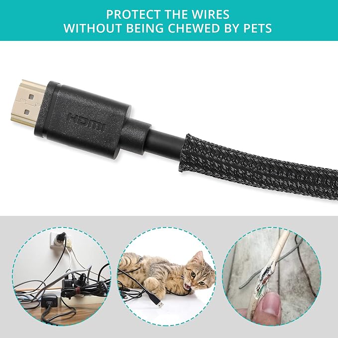 ZhiYo Cable Sleeve, 20ft, 1/4 inch, Black | Cord Wrap, Wire Protector Tubing, For Pets, PC Cable Management