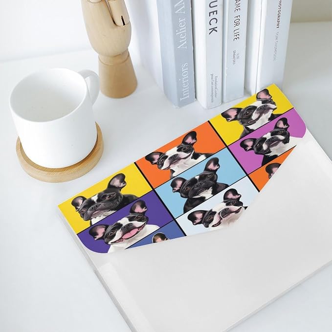 File Organizer with Replaceable Labels, Lightweight French Bulldog Pet Document Folder for Home Office Supplies