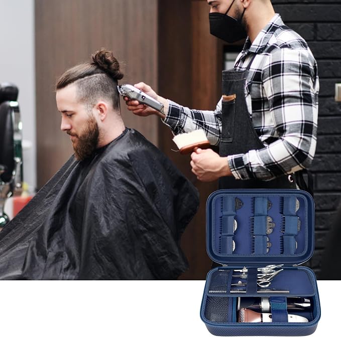 Boobowl Barber Accessories Bag for Clippers and Supplies, Hair Clipper Box | Portable Mens Clipper Storage Holder Organizer for Hair Cutting, Guard Grooming Kit and Barbers Supplies (Bag Only) -Black
