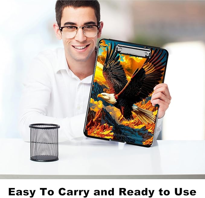Mountain Eagle A4 Clipboard with Storage Pen Holder, Clipboards Organizer Nursing Clipboard Foldable File Folder Plastic Clipboard Folio Clip Board for Office Students Classroom Doctor