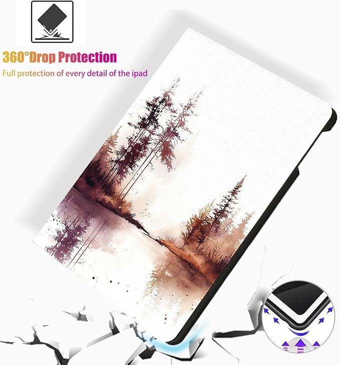for Microsoft Surface Go 4/3/2/1-10.5" 2021 Tablet Case,Auto Wake/Sleep,Adjustable Stand Protective Cover - Watercolor Forest