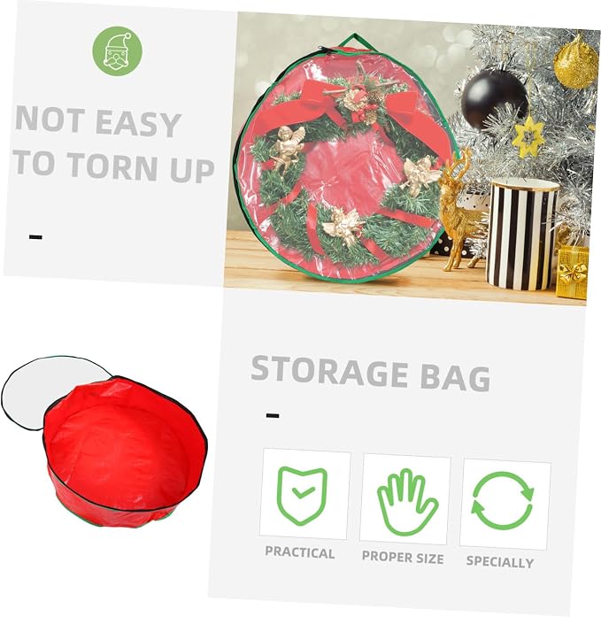 Holibanna 1pc Christmas Wreath Storage Bag Packing Bag with Clear Window for Holiday Wreaths Design for Seasonal Storage Needs