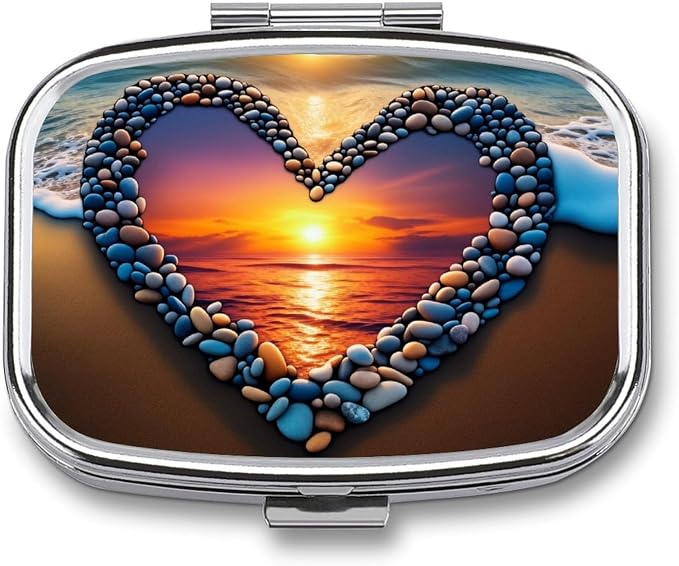 Love Beach Durable Metal Pill Case for Daily Use, 2 Slot Medicine Box Organizer,Leak Proof Travel Pill Container for Vitamins, Compact Pocket Medicine Holder for Seniors,Holiday Gift