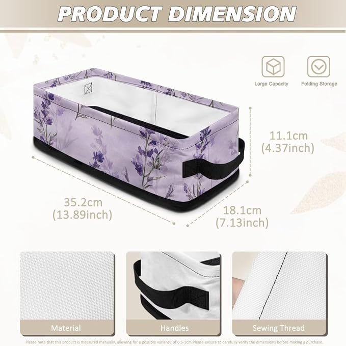 Purple Floral Toilet Paper Baskets for Back of Toilet, Bathroom Basket Toilet Roll Paper Storage Basket Paper Basket for Organizing Bathroom Decor