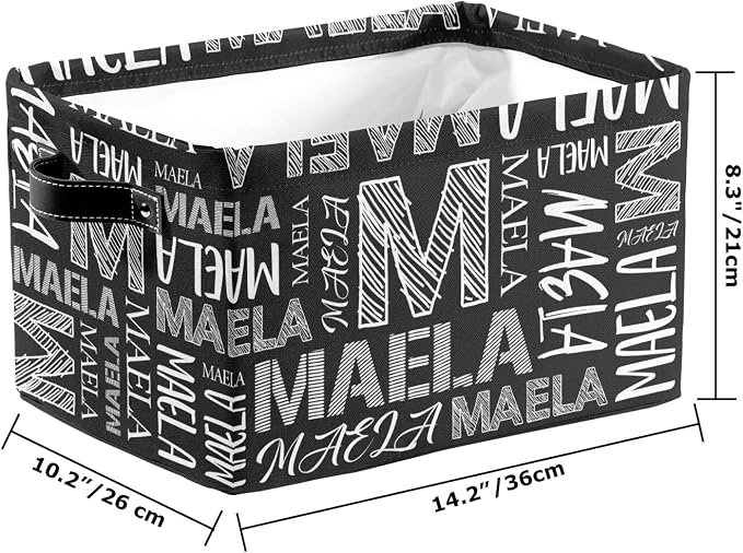 Foldable Personalized Storage Box for Boys Girls with Name Waterproof Kids Custom Storage Bin Baskets Cube Boxes Organizer with Handles for Organizing Shelf Closet, 1 Pack