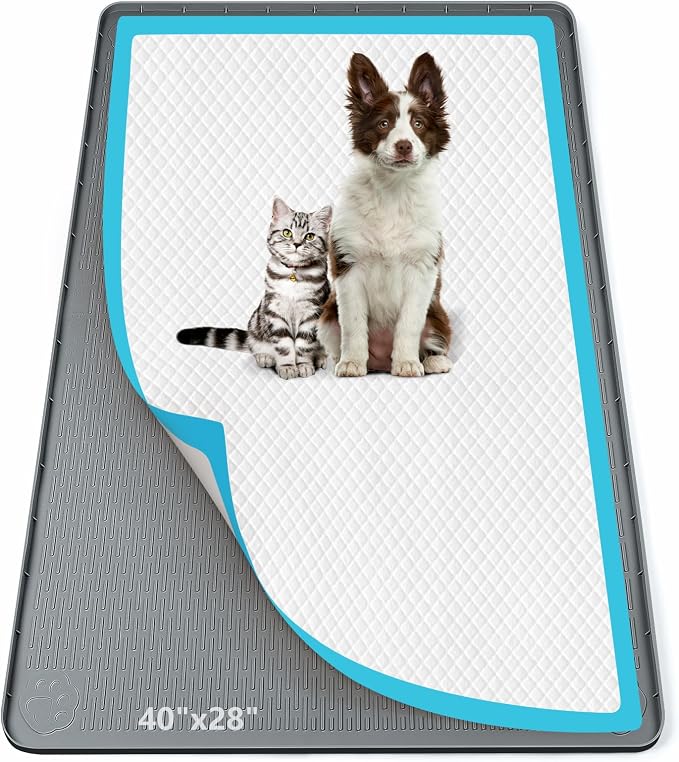 Pee Pad Holder for Dogs 40''x28'' Silicone Puppy Pee Pad Tray, Dark Grey | Extra Large Dog Potty Tray Leak-Proof, High Edge, No Spill Training Pads for Floor Protection, No Pee Pads
