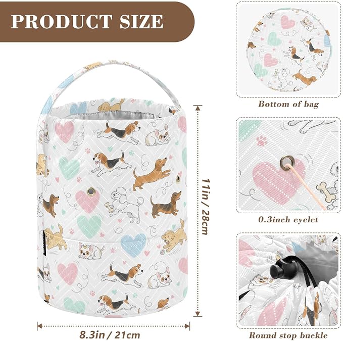 Cute Pets White Dogs Crochet Bag Organizer Portable Yarn Storage Bags with Handle Yarn Holder Small Crochet Accessories Knitting Bag for Knitting Kit Supplies Travel