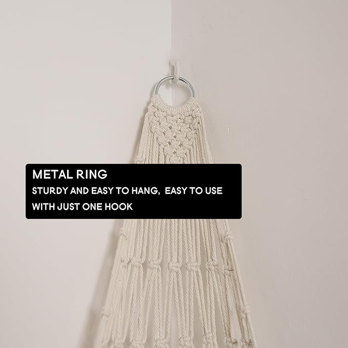 Amdermi Novel Stuffed Animal Hammock Corner Hanging Net for Stuff Aniaml Storage Macrame Toy Display Plush Toy Holder-Perfect for The Tiny Space Walls (cream, XXL)