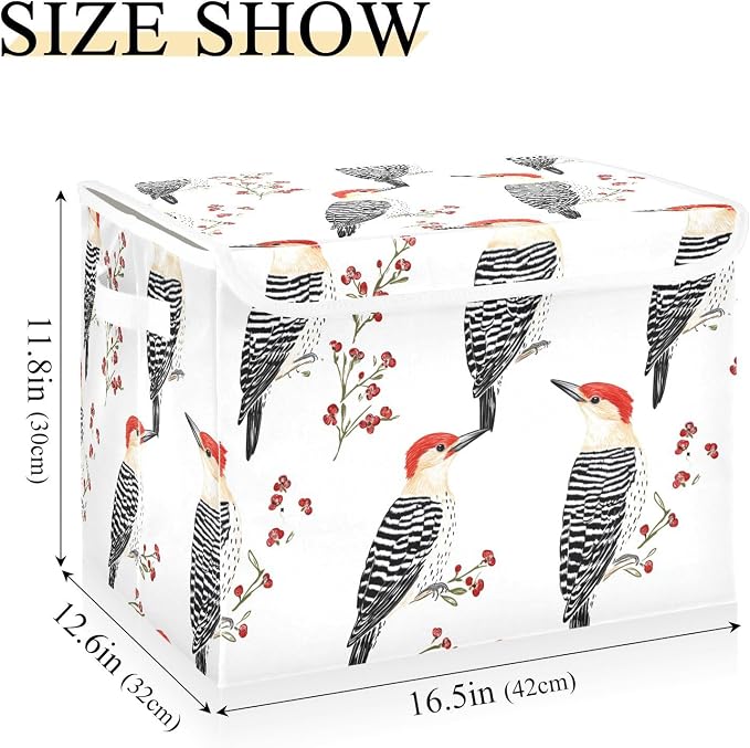 Beauty Red - Bellied Woodpecker Birds White Storage Box Containers For Storage for Bed Sheet Shelf
