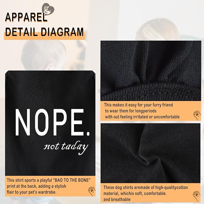 Discover Cozy Cotton Canine Wear: Soft, Lightweight, and Breathable Dog Shirt Vest with Eye-Catching Graphics(Nope not Today), Keeping Your Furry Friend Warm and Comfy! Black XL