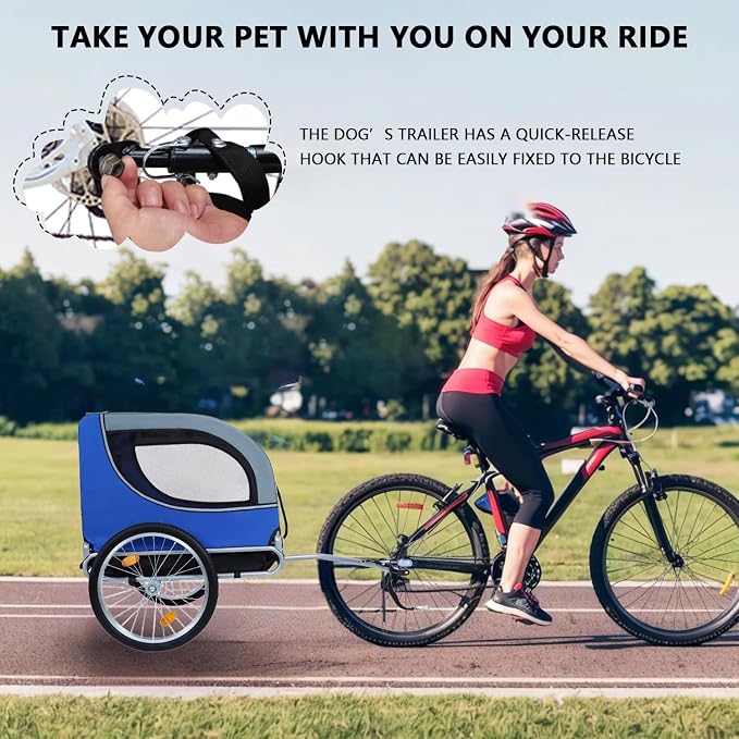 Large Dog Bike Trailer with 18.9" Wheels - 120LB Capacity Dog Trailer for Bike, Foldable Pet Bike Trailer for All-Terrain Cycling, Jogging & Camping