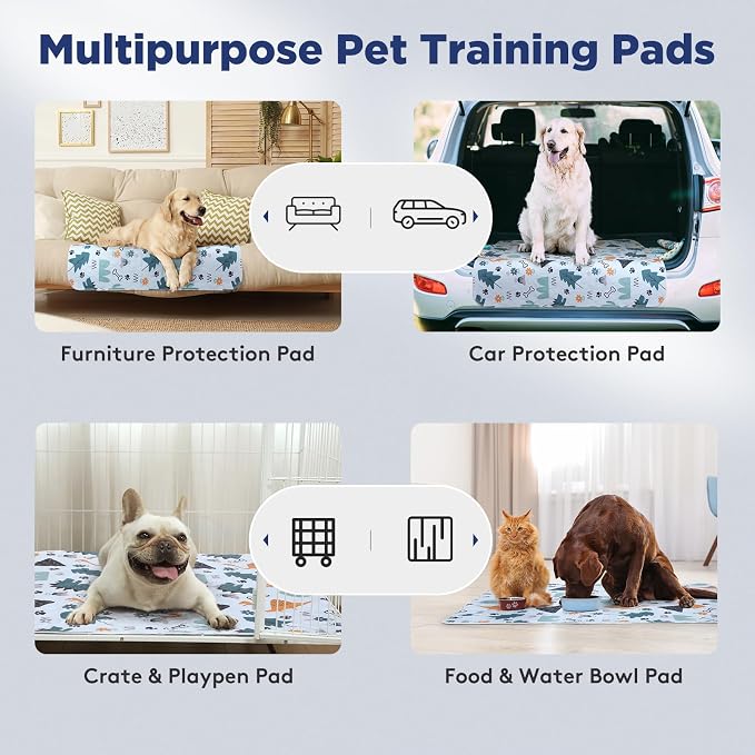 FURTIME Washable Pee Pads for Dogs, Super Absorbent, 1 Pack 60"x48" Blue | Super Absorbent Reusable Training Dog Pads, 100% Waterproof Non-Slip Dog Pee Pads Whelping Pads Dog Playpen Pads