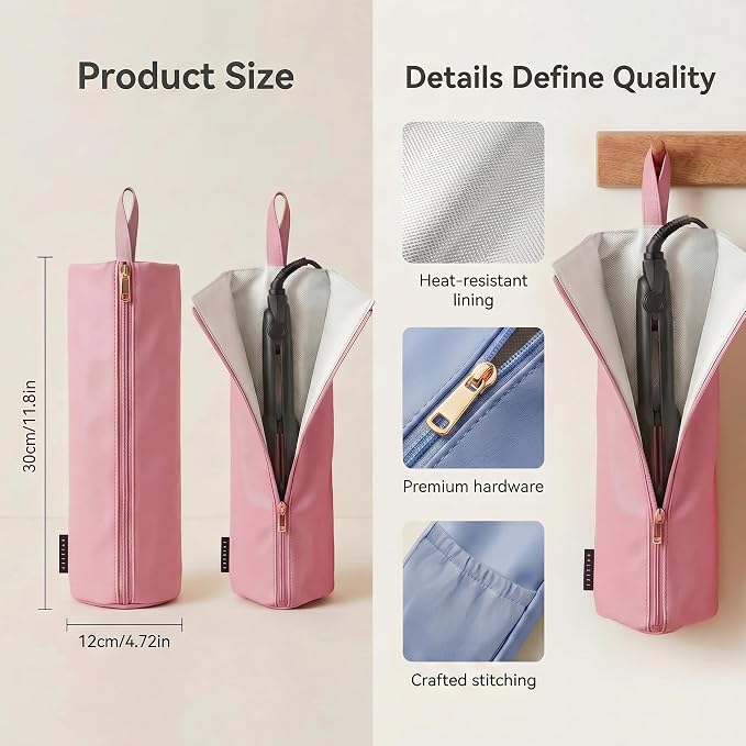 2PCS 2-IN-1 Holder & Mat for Hot Tools, Curling Iron Travel Bag Heat Resistant Flat Iron Storage Hair Tool Organizer - Ideal for Home, Travel, Gift