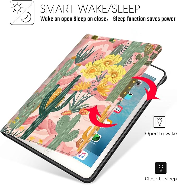 Tablet Case for iPad 10.5 Inch (iPad Air 3/Pro,2017/2019),Shockproof Protective Cover with Stand,Auto Wake/Sleep,Cactus Plant